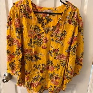 Philosophy Vibrant Yellow Floral Blouse